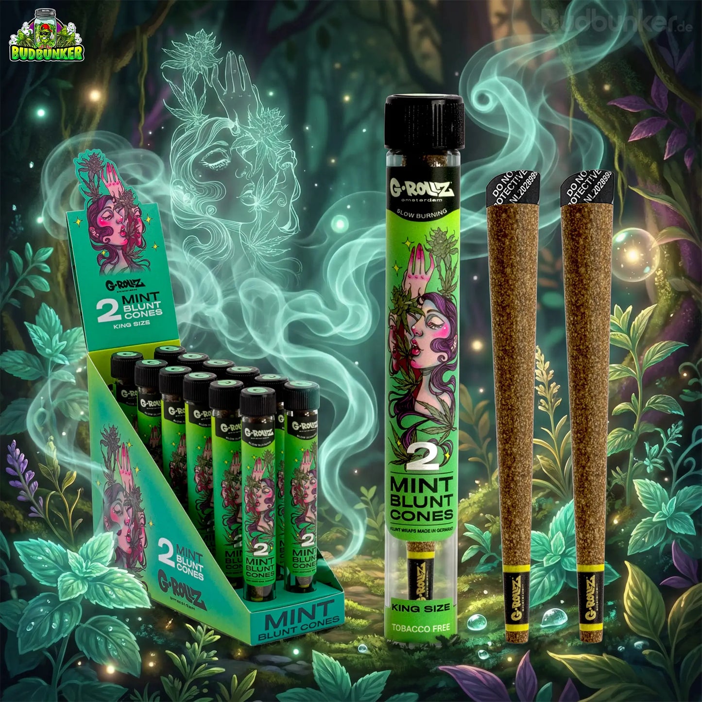 G-Rollz Mint vorgedrehte Cones 2er im Glasröhrchen