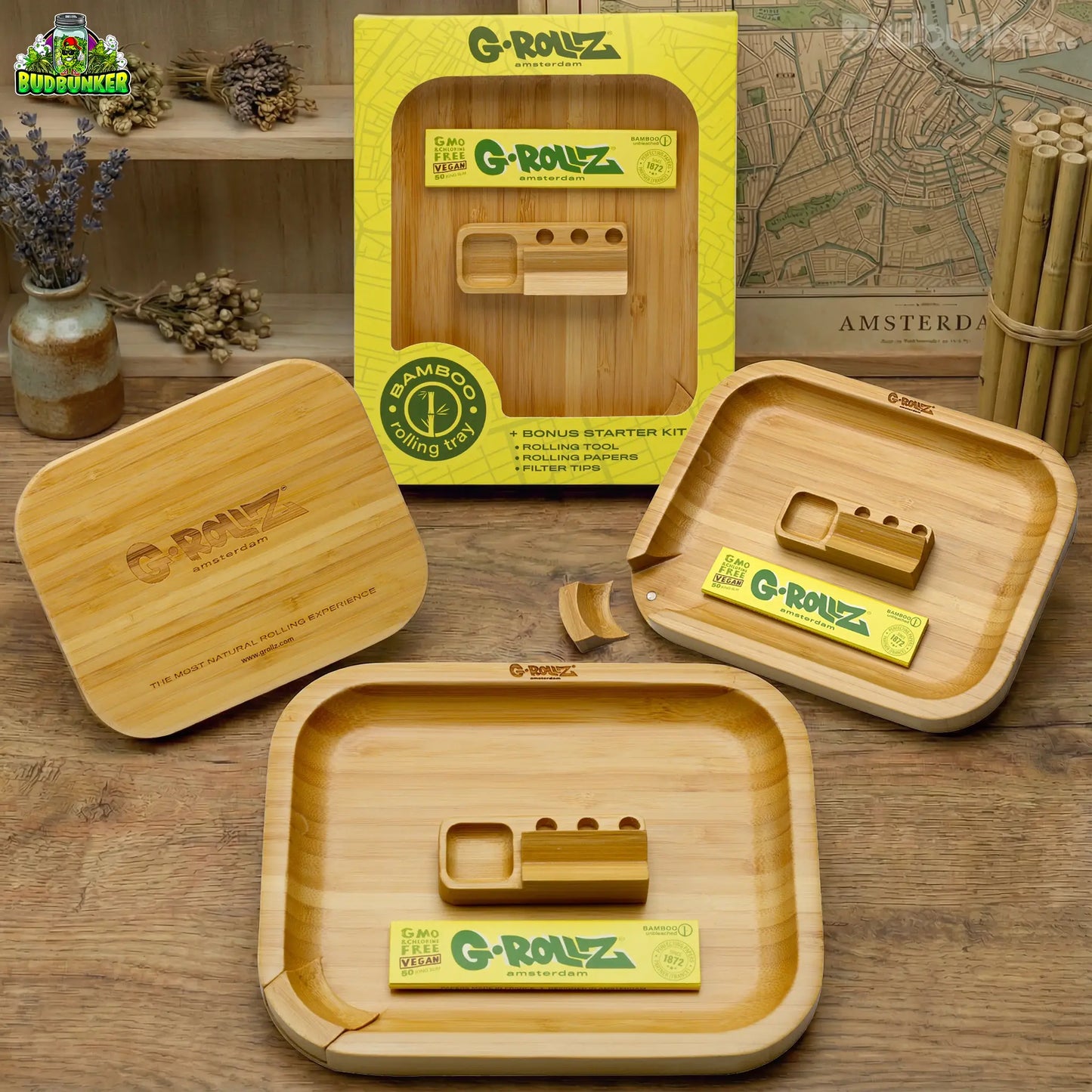 G-Rollz Bamboo Rolling Tray 20 x 16 cm