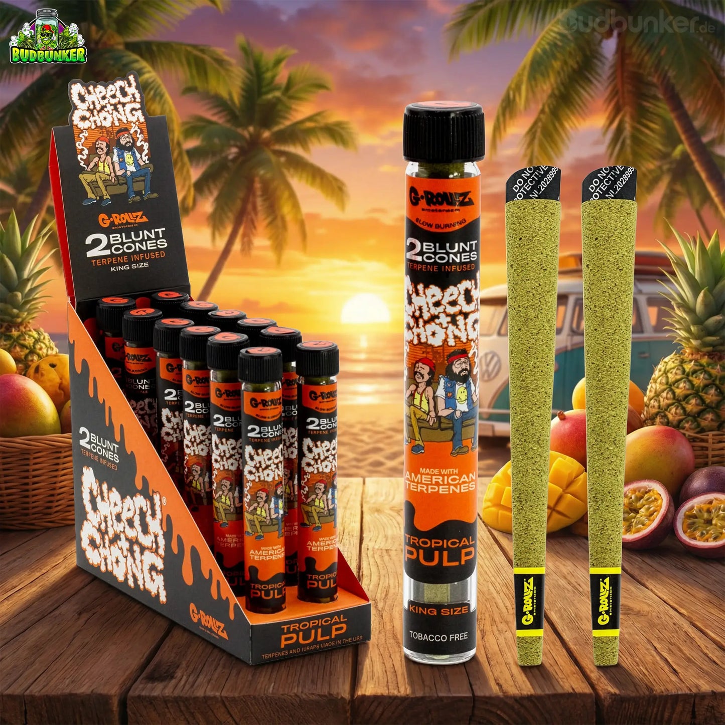 G-Rollz x Cheech & Chong Tropical Pulp Terpen Cones 2er