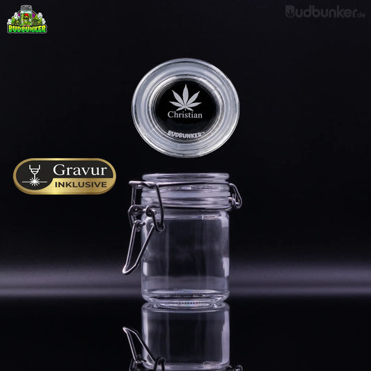 BudBunker Tiny Cousin: Mini Vorratsglas to go mit Gravur
